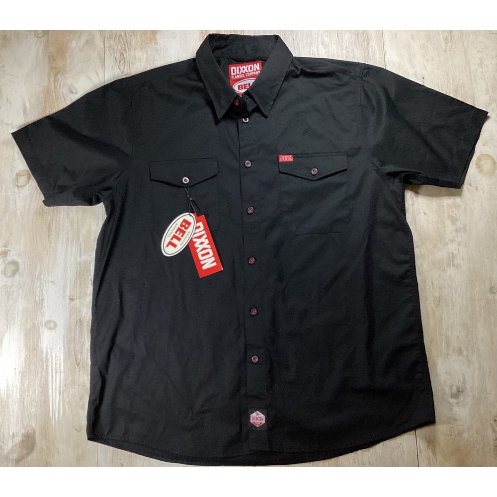 Dixxon Flannel Co x Bell Helmets Black Short Sleeve Work Shirt Mens 2X New